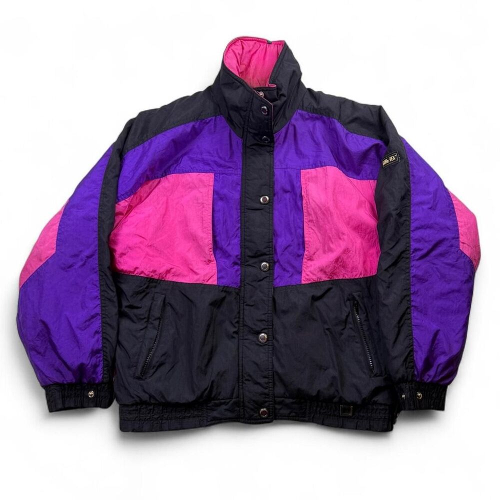 Vintage Profile Gore Tex Ski Jacket Black Purple Pink Colorblock Womens Size M